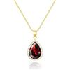 Linawe Collana rossa con catena in oro, collane con ciondolo in granato, set di gioielli dorati, pietra portafortuna fossile con diamante, ciondolo a catena in cristallo, gioielli da donna