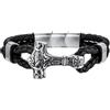 FaithHeart Il Mjolnir Bracciale Uomo Pelle Regalo Uomo Marito Fidanzato Compleanno 21/23CM Acciaio inossidabile, Impermeabile, Resistente al sudore, Non scolorisce