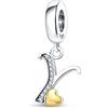 TINSLO Bead Charm Ciondolo Argento Sterling 925 Lettere con Cubic Zirconia Pendenti per Pandora Braccialetti, Compatibile con Braccialetti e Collane europei