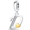 TINSLO Bead Charm Ciondolo Argento Sterling 925 Lettere con Cubic Zirconia Pendenti per Pandora Braccialetti, Compatibile con Braccialetti e Collane europei