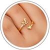 TINGN Anello in Oro per Donne e Ragazze - 14K Oro Placcato Impermeabile Anelli a Cuore con Lettere Anelli Accumulabili Accumulabili Anello Promessa Anello per Il Pollice Anello Statement Gioielli