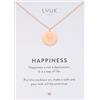LUUK LIFESTYLE Collana ciondolo alpaca e acciaio inossidabile (50cm), carta HAPPINESS, gioielli elegante, portafortuna, idea regali donna, lei, compleanno, animali, oro rosa