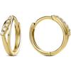 Miore Orecchini a Cerchio da Donna, Coppia di Orecchini Donna, Orecchini in Oro Giallo Massiccio 375 da 9K, Castone con Zircone da 0.09K, Piercing Orecchio da 12.5 mm con Custodia Portagioie