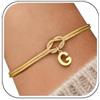 J.Fée Bracciale Donna Oro Con Iniziali, Bracciale Nodo Bracciali Eternal Infinity Argento Sterling 925 Con Placcatura In Oro 14 Carati, Bracciali Donna 26 Lniziale A-Z, Regalo Signora Regalo Amica G