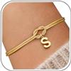J.Fée Bracciale Donna Oro Con Iniziali, Bracciale Nodo Bracciali Eternal Infinity Argento Sterling 925 Con Placcatura In Oro 14 Carati, Bracciali Donna 26 Lniziale A-Z, Regalo Signora Regalo Amica S