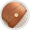 TINGN, bracciale da donna in argento e oro, placcato in oro bianco/oro 18K, bracciale due in uno con monogramma e dischi, bracciali regalo per donne e ragazze, regali di Natale per donne e amiche, 6