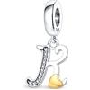 TINSLO Bead Charm Ciondolo Argento Sterling 925 Lettere con Cubic Zirconia Pendenti per Pandora Braccialetti, Compatibile con Braccialetti e Collane europei