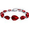 Clearine Bracciale Donna Matrimonio Sposa Cristallo per Donne Multi Goccia Rosso Colore Argento-Fondo