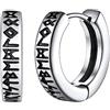 FaithHeart Uomo Donna Orecchini Cerchio di Rune Vichinghe Rune Celtiche Orecchini Cerchio Argento 925 / Acciaio Inox Antiallergico con Onice Gioielli Amuleto Nordico