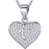 MASADA Collana in Argento 925 - Ciondolo Lettera V a forma di cuore Iniziale con Pietre Zircone - Iniziali Nome per Donna Ragazza - Catena 46 cm Confezione Borsa in Velluto