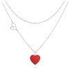 Linawe Collana a Cuore Rosso da Donna, Set di Gioielli in Argento Con Catena, Ciondolo a Cuore, Gioielli a Strati in Acciaio Inossidabile