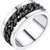 PROSTEEL Anello Uomo Acciaio Inossidabile a Catena Misura 27 Colore Nero Anelli Larghi Uomo