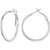 PROSTEEL Orecchini Cerchio Donna Grandi Sottili Semplici, Acciaio Inossidabile, Diametro 30 mm, Argento 1 Paio(Confezione Regalo)