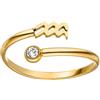 Purelei® Anello Zodiaco - Anello da donna resistente all'acqua in acciaio inox duraturo - Anelli regolabili dalla taglia 50 alla 60 - Gioielli alla moda per il tuo look personalizzato, 60-66 cm, Gemma