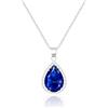 Linawe Collana a catena da donna con ciondolo blu zaffiro, catena in argento, set di gioielli in argento per donna, ciondolo con diamante, pietra portafortuna