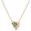 Linawe Collana con ciondolo con pietre preziose da donna in oro rosa, verde smeraldo, acciaio inossidabile, set di gioielli con ciondolo a catena, collana in cristallo con pietra portafortuna