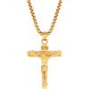 PROSTEEL Collana Pendente Crocifisso Cindolo di Croce Gesù INRI Cristo, Placcato Oro 18K, Catena Regolabile, Gioiello Cristiano Religioso, Oro (Confezione Regalo)