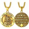 FaithHeart San Michele Santo Medaglia Collana San Micheal in Acciaio Inossidabile/Oro Placcato/Nero con Catena 55+5 cm Gioielli Religiosi Amuleto per Uomo Donna (Confezione Regalo)
