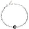 Breil, Collezione Ketch, Bracciale Uomo, con Elemento Centrale Tondo in Acciaio Bicolor con Simbolo del Timone, Pratica Chiusura a Moschettone, Lunghezza Regolabile 17.5-22.5 cm, Silver e Black