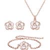 Clearine Rosa Set di Gioielli, Trasparente Oro Placcato Fiore Collana Orecchini Bracciale Anallergico Regalo per Donne