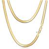 Amberta Collana Serpente Piatta da Donna In Argento Sterling 925: Placcato Oro 18K 4.5 mm 50 cm