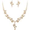 EVER FAITH Set di gioielli in cristallo con perle finte e foglie di vino, collana e orecchini da donna, Mittelgroße, cristallo cristallo Perla creata, Nessuna pietra preziosa