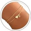 TINGN Braccialetti con iniziale in oro da donna, placcati in oro 14 carati, a strati, con iniziale A-Z, braccialetti delicati, piccoli braccialetti da damigella d'onore, regali di compleanno per donne