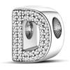 TINSLO Bead Charm Ciondolo Argento Sterling 925 Lettere con Cubic Zirconia Pendenti per Pandora Braccialetti, Compatibile con Braccialetti e Collane europei