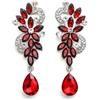 Clearine Orecchini Donna Boemia Cristallo Fiore Matrimonio da sposa Lampadario lacrima Bling Ciondolare Rubino Colore