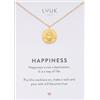 LUUK LIFESTYLE Collana con ciondolo ape regina e acciaio inossidabile (50cm), con carta HAPPINESS, gioielli semplice, portafortuna, idea regali donna, lei, compleanno, natura, oro