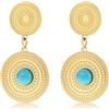 Made by Nami Orecchini Donna Statement Boho Pendenti Turchese Oro Acciaio Chirurgico Goccia Vintage Etnici