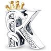 TINSLO Bead Charm Ciondolo Argento Sterling 925 Lettere con Cubic Zirconia Pendenti per Pandora Braccialetti, Compatibile con Braccialetti e Collane europei