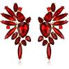 EVER FAITH Cristalli Fashion Statement Orecchini, Art Deco Marquise Goccia Cluster Bling Coloreato Dangle Forato Orecchini per donna Rosso Oro-fondo