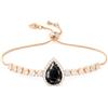 Linawe Bracciale in oro rosa da donna, braccialetto nero da tennis, braccialetto da donna, gioielli da donna, braccialetto con ciondoli da donna, set di braccialetti con pietre preziose e diamanti