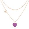 Linawe Collana con ciondolo a cuore viola collana a cuore da donna, set di catenine con ciondolo a catena in oro rosa, gioielli in acciaio inossidabile, catena a strati con ciondolo