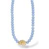 Purelei Blue Lagoon, collana da donna con perle di vetro e conchiglia, collana in acciaio inox placcato oro, collana regolabile 35 - 45 cm, gioiello estivo, collana a stratificazione, idea regalo
