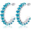 Linawe Orecchini pendenti in argento blu acquamarina, grandi orecchini a cerchio fossile, orecchini in acciaio inossidabile Orecchini da donna in argento alla moda, orecchini pendenti ipoallergenici