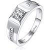 MomentWish Anello Uomo, Moissanite Anello Nuziale per Gli Uomini, Banda Nuziale D'argento S925 Anelli Per Uomini Donne-Size47(14.9)
