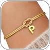 J.Fée Bracciale Donna Oro Con Iniziali, Bracciale Nodo Bracciali Eternal Infinity Argento Sterling 925 Con Placcatura In Oro 14 Carati, Bracciali Donna 26 Lniziale A-Z, Regalo Signora Regalo Amica P