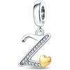 TINSLO Bead Charm Ciondolo Argento Sterling 925 Lettere con Cubic Zirconia Pendenti per Pandora Braccialetti, Compatibile con Braccialetti e Collane europei