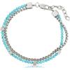 Made by Nami Bracciale a doppio strato per uomo - Bracciali di perline per uomo e set di bracciali a catena per uomo - Bracciali d'argento regolabili da uomo (18 cm + 5 cm Estensione di catena)