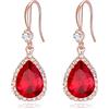 EVER FAITH Matrimonio Orecchini pendenti per la sposa, Elegante luglio Birthstone Zirconia cubica Goccia Party Prom Rotonda CZ Fish Hook per Donne Rosso Rosa Oro-fondo