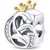 TINSLO Bead Charm Ciondolo Argento Sterling 925 Lettere con Cubic Zirconia Pendenti per Pandora Braccialetti, Compatibile con Braccialetti e Collane europei