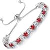 LOVANS Bracciale Tennis Donna Argento, Braccialetto con Zirconi, Idee Regali Natale Regalo Gioielli per Mamma Ragazza Sorella Fidanzata, Adatto per Polsi 8-22 cm [Rosso&Bianco]