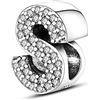 TINSLO Bead Charm Ciondolo Argento Sterling 925 Lettere con Cubic Zirconia Pendenti per Pandora Braccialetti, Compatibile con Braccialetti e Collane europei