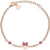 Disney Bracciale Minnie Mouse, Acciaio Medico Anallergico e Zirconi Rosa per Bambine, Lunghezza 13-18 cm, Gioielli