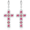 Linawe Orecchini a croce da appendere in argento, set di orecchini rosa, orecchini in cristallo con strass, ciondolo a croce, orecchini da donna in moissanite con pietra portafortuna