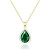 Linawe Collana a catena in oro da donna, ciondolo a catena in oro, smeraldi, diamante verde, pietra portafortuna, ciondolo in cristallo, collana, collana, collana, set di gioielli