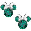 Disney Orecchini Minnie Mouse a Bottone con Pietra Portafortuna Disney da Bambini in Argento, Gioielli Disney, Impreziosito da Zirconia, Verde