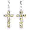 Linawe Orecchini pendenti a croce in argento, gioielli in moissanite, orecchini da donna verdi, con strass di cristallo, orecchini portafortuna in moissanite, orecchini pendenti in oro bianco